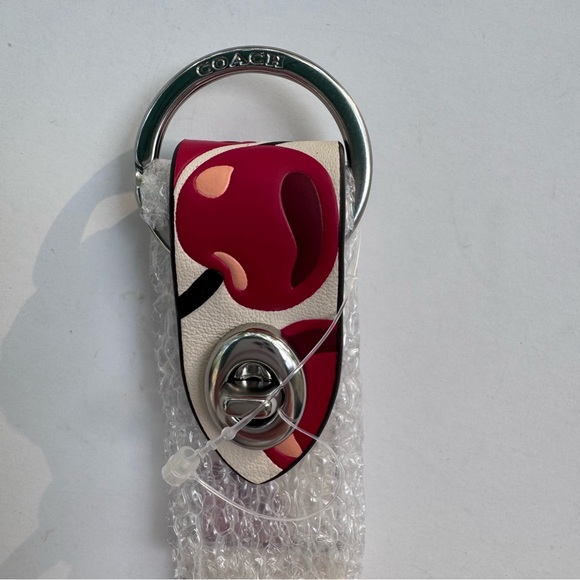 Coach CZ088 Cherry Print Trigger Snap Bag Charm Key Fob Keychain NWT - Picture 3 of 13